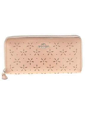 EUC Coach Blush Pink Floral Laser-Cut with sparkle Zip Wallet